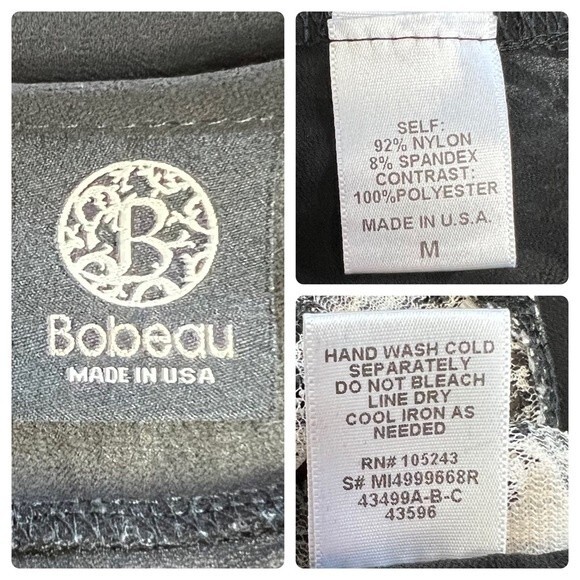 Bobeau Sheer Lace Blouse Black and Cream Boxy Oversized Lightweight Top - Picture 6 of 6